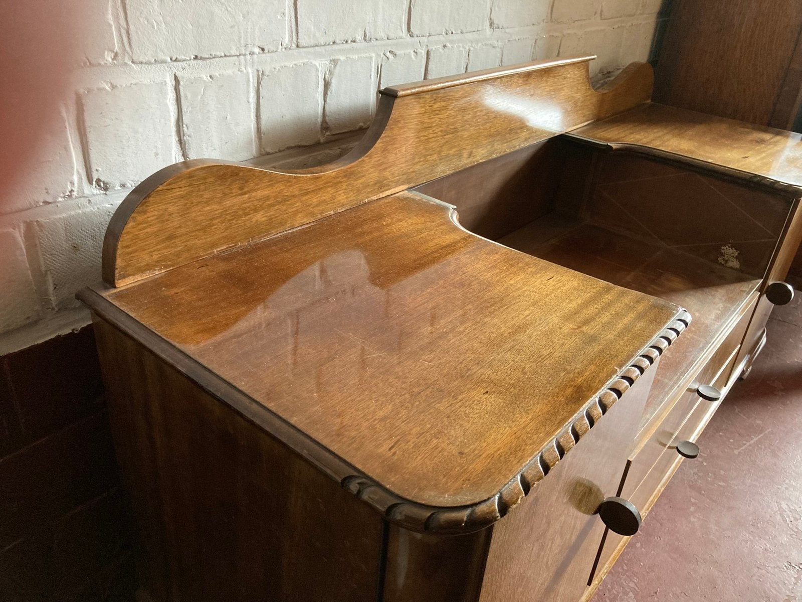 Vintage kap-/opmaak/toilettafel 1947, Gebruikt, 50 tot 100 cm, Overige houtsoorten, Antiek