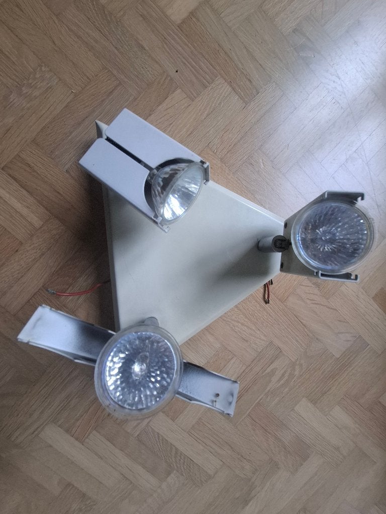 Plafonnier blanc 3 spots orientables, Maison & Meubles, Lampes | Spots, Autres culots, Halogène, Enlèvement, Utilisé