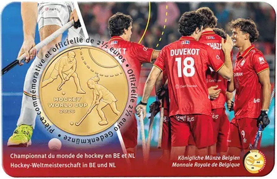 coincard 2,5 euro België 2026 WK Hockey Frans, Verzenden, België, 5 euro