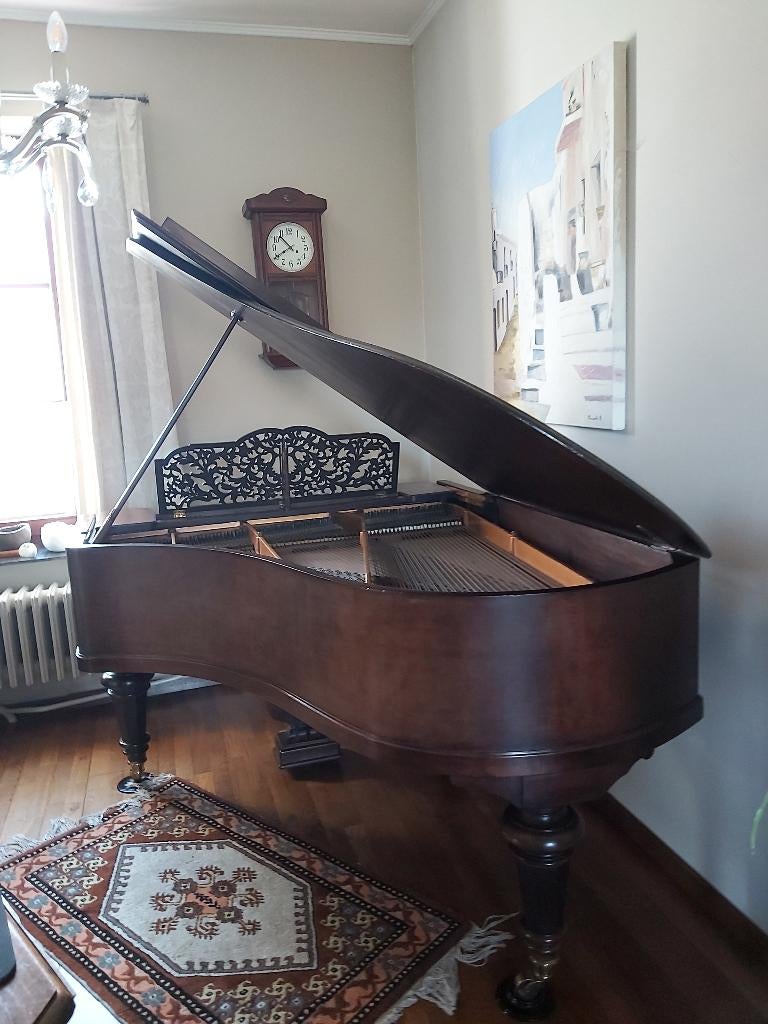 Piano à queue 1/4 noyer, Musique & Instruments, Enlèvement, Utilisé, Brun, Piano
