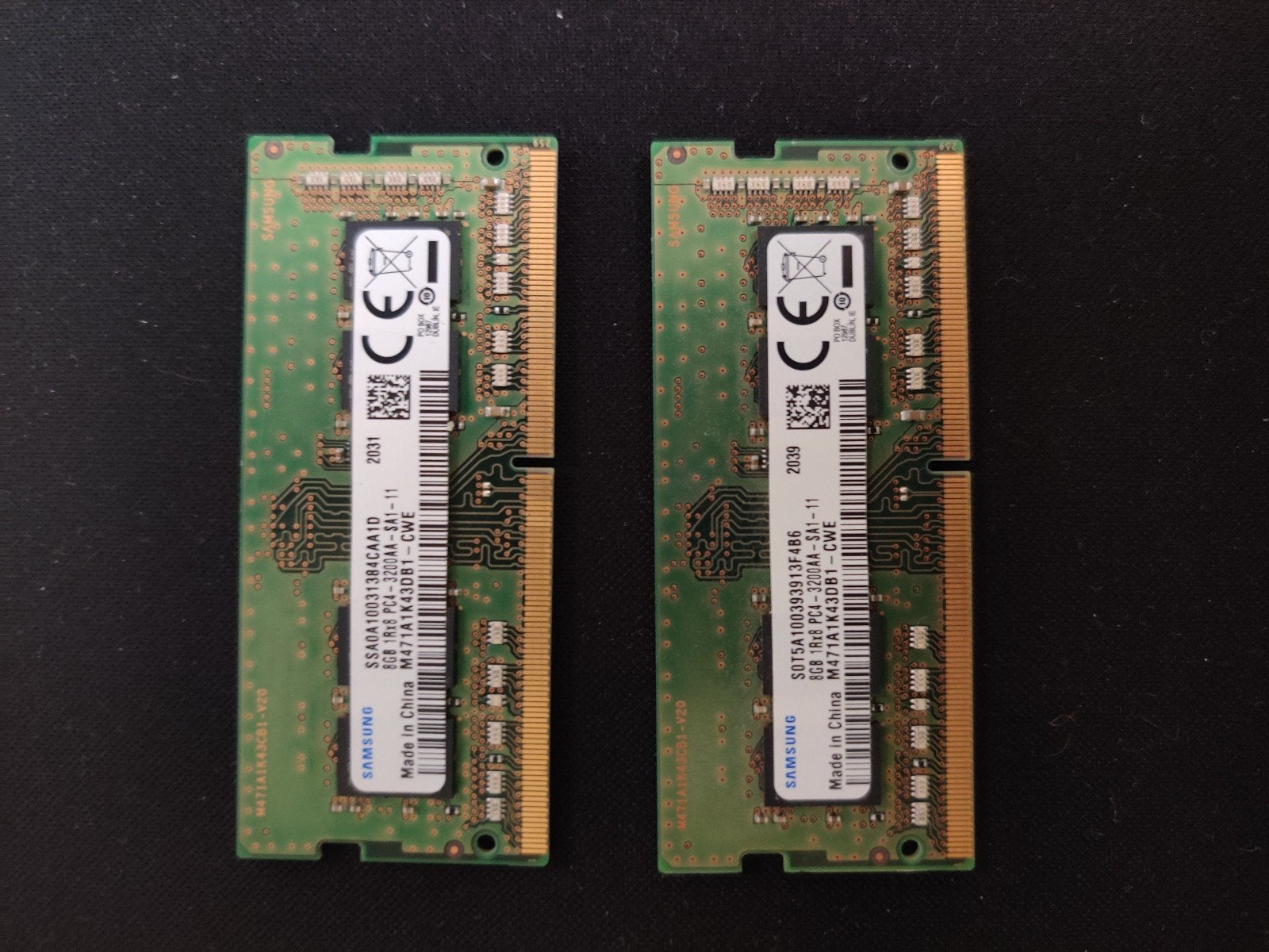 2x 8GB DDR4-3200 SODIMM Samsung RAM – Laptop, Computers en Software, RAM geheugen, Ophalen of Verzenden, DDR4, 8 GB