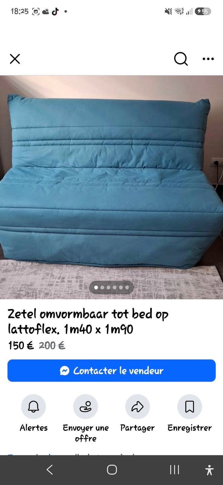 zetel omvormbaar tot bed met lattenbodems ., Enlèvement