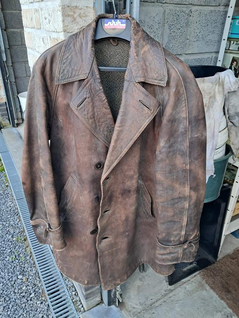 Klassieke leren motojas, Ophalen, Maat 48/50 (M)