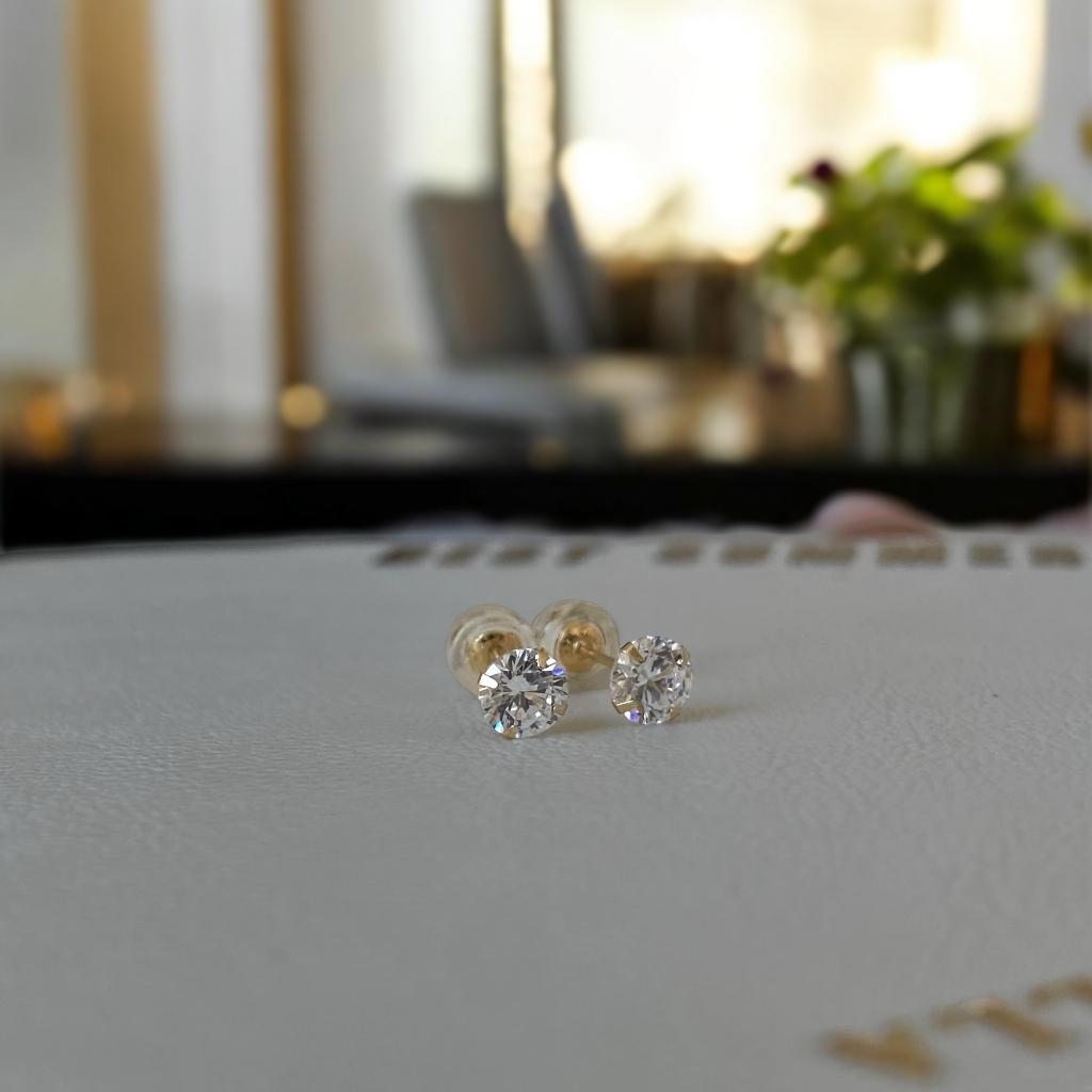Oorbellen geel goud 14K kristal, Met kristal, Geel, Nieuw, Ophalen of Verzenden