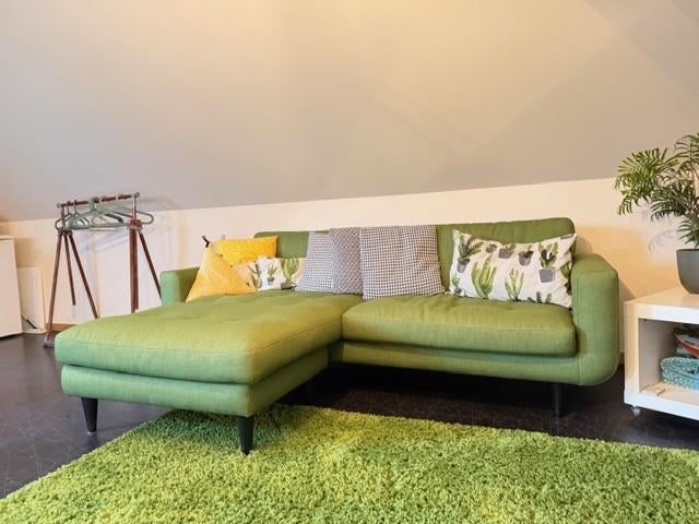 3 persoons sofa met voetbank, Enlèvement, Comme neuf, Tissus