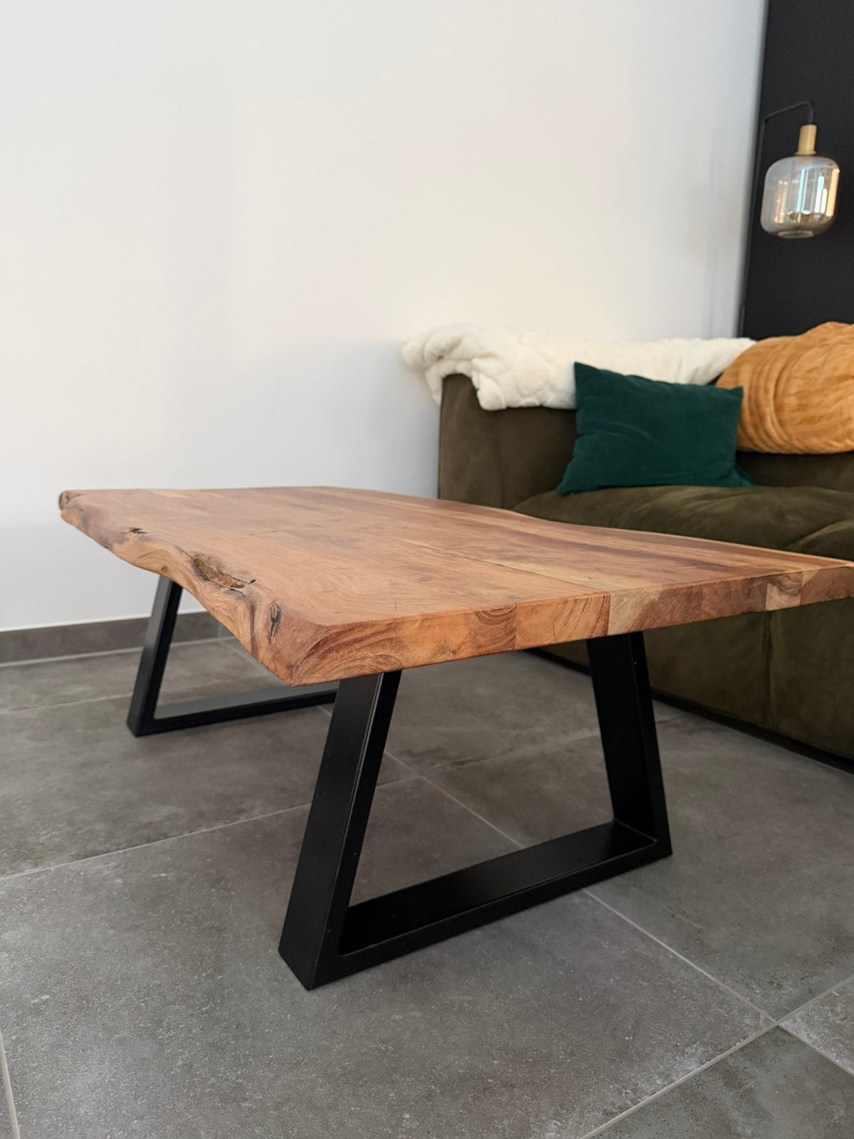 Salontafel - acacia massief hout, Gebruikt, 100 tot 150 cm, 50 tot 100 cm, Rechthoekig