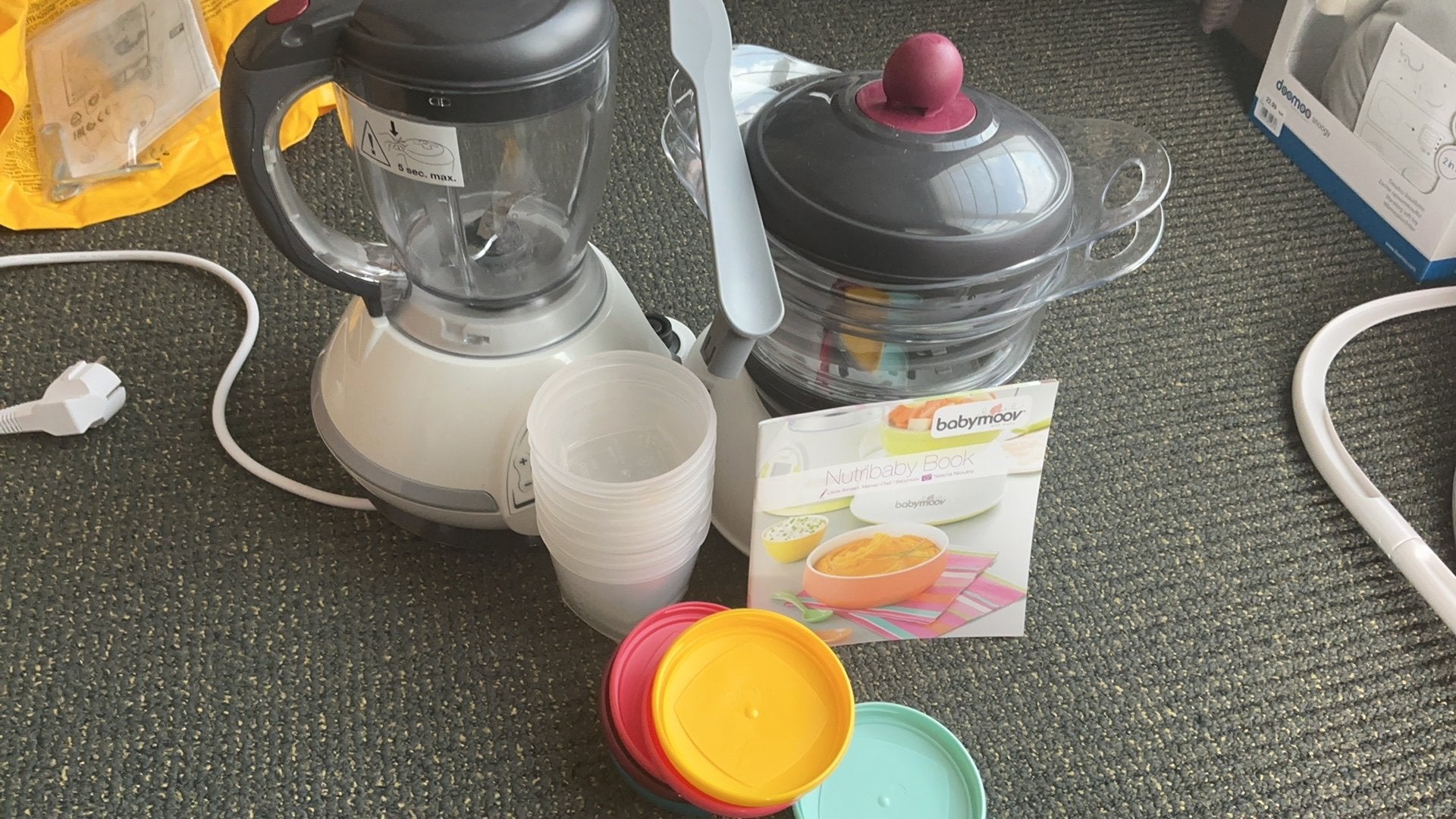 Nutribaby babymoov met potjes en lepeltjes bij, Enlèvement, Comme neuf, Chauffe-biberons et petits pots