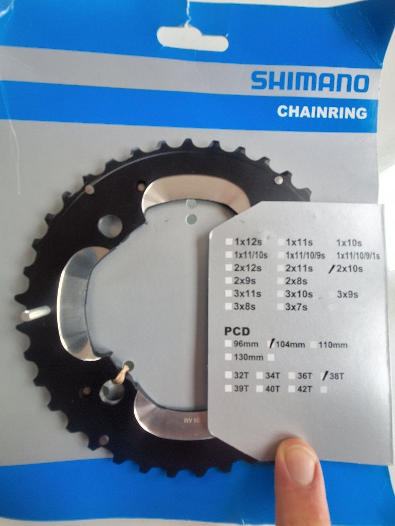 Tandwiel Shimano 38T 2x10S 104mm, Ophalen, Nieuw, Gravelbike
