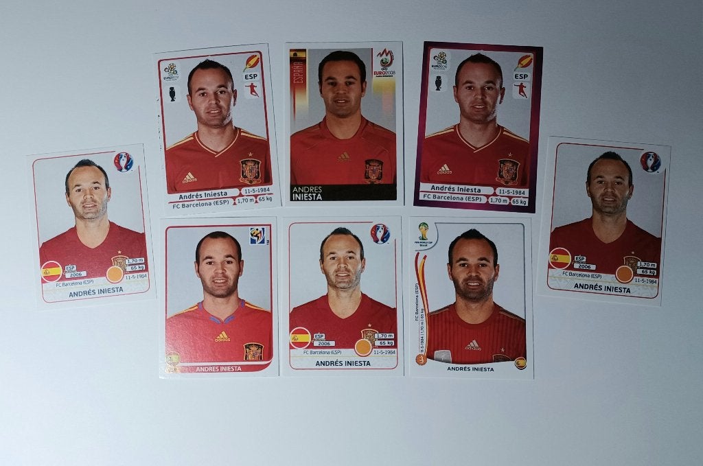 Autocollants Andrés Iniesta, Enlèvement ou Envoi, Comme neuf, Plusieurs autocollants