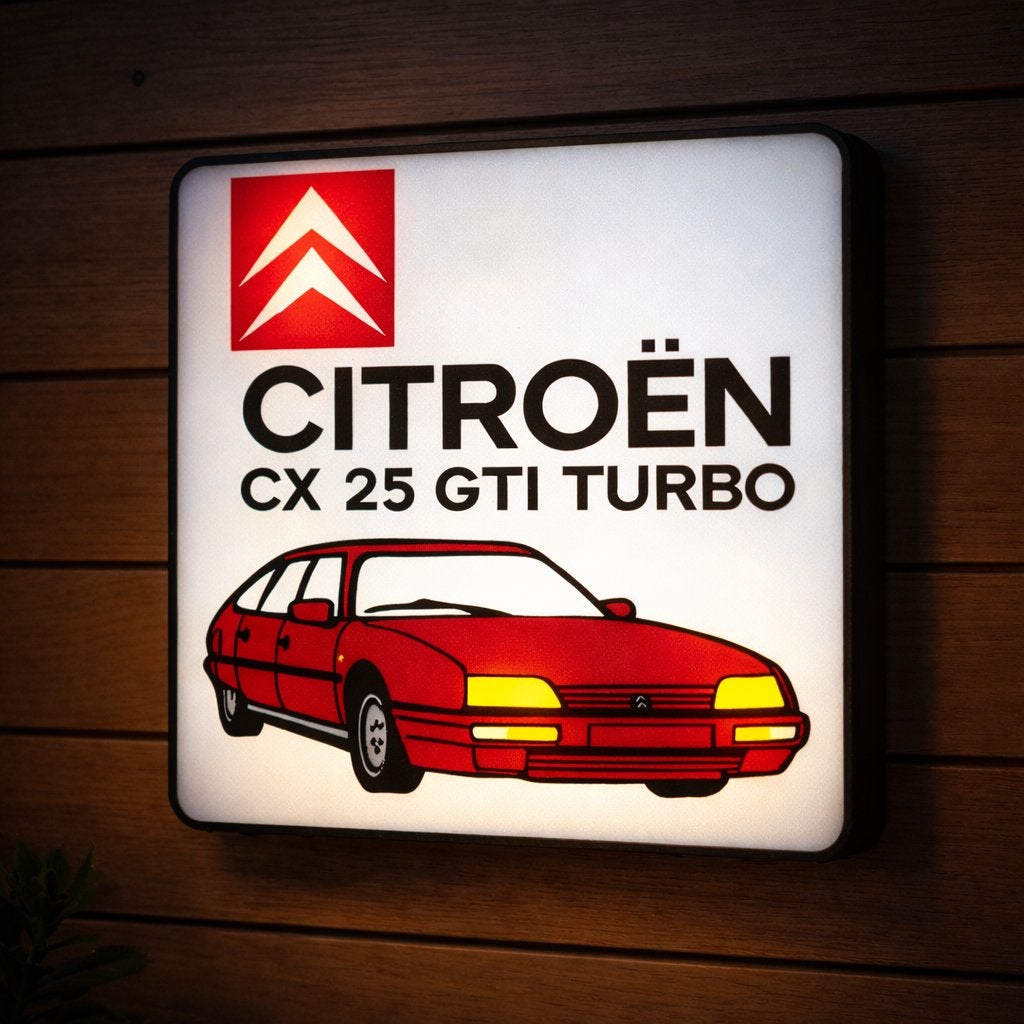 Citroën CX 25 GTI Turbo LED Lightbox – Warmwit – 23 x 23 cm, Verzenden, Nieuw, Lichtbak of (neon) lamp