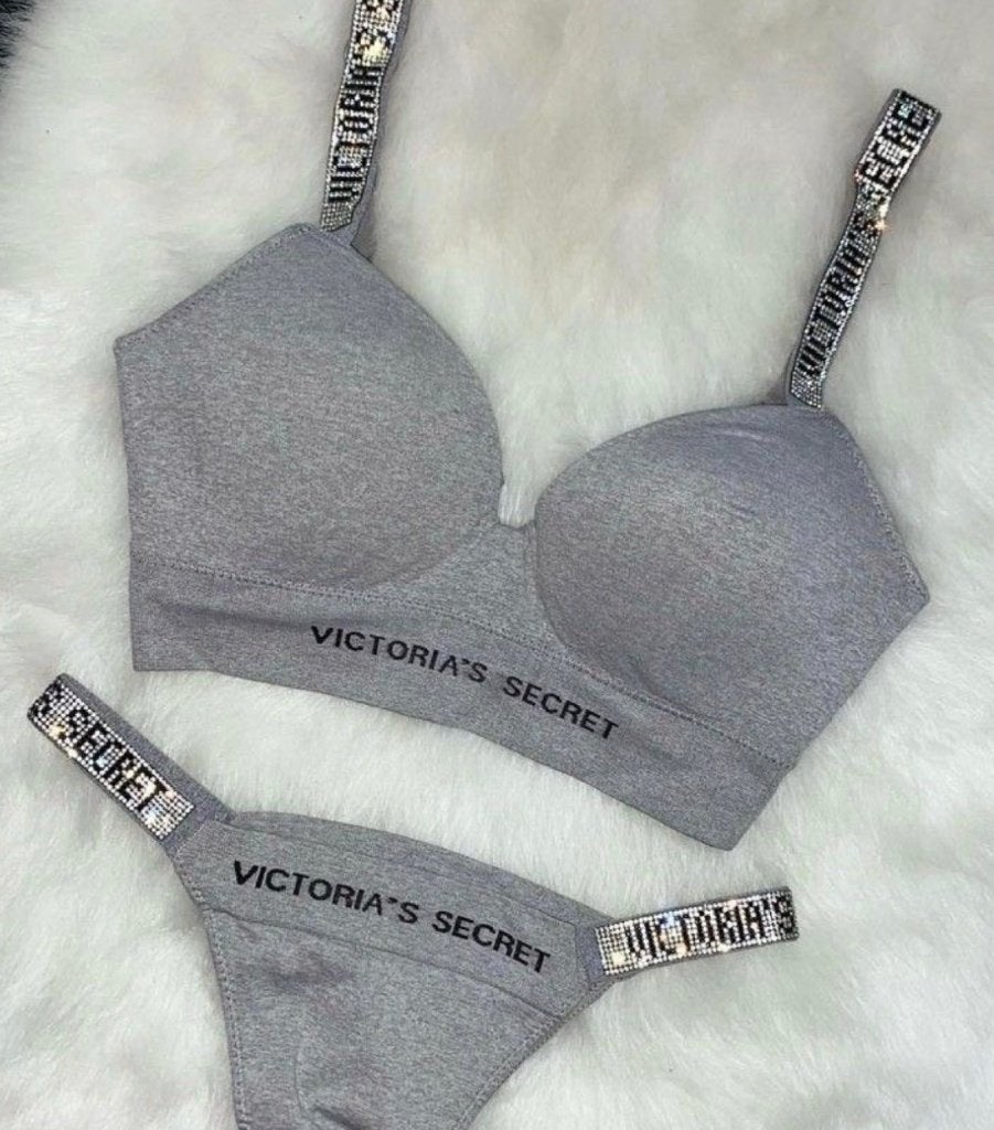 dames string set  grijs, Victoria secret, Verzenden, Grijs, Setje