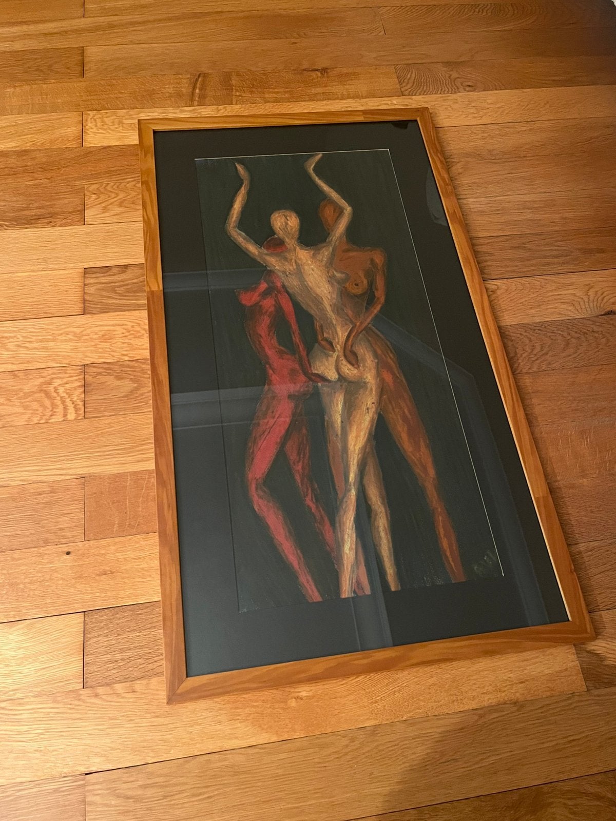 Tableau pastel danseuses sous verre, Antiquités & Art, Enlèvement, Verre, Signé, Pastel
