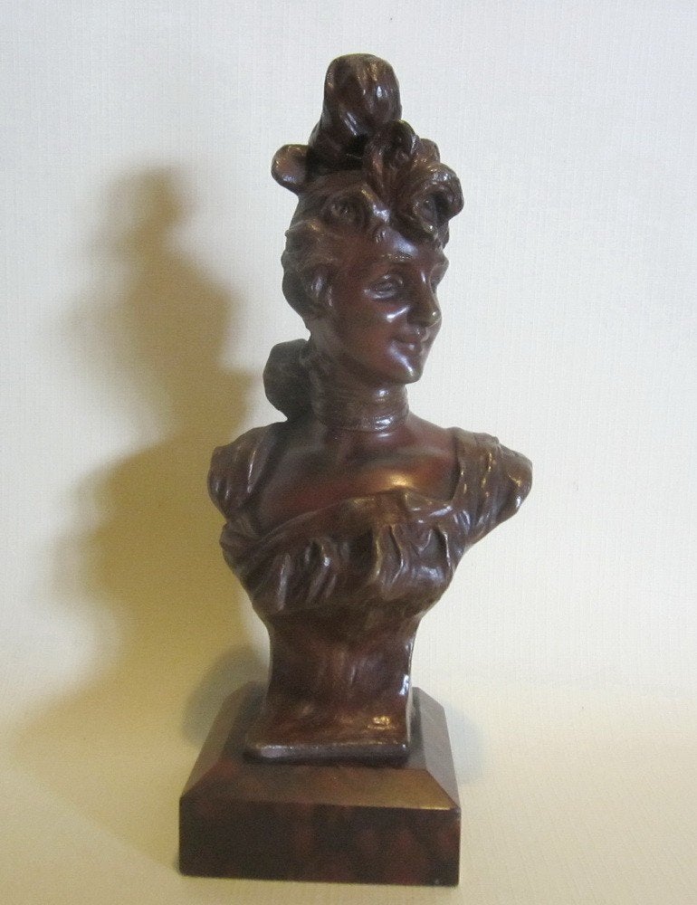 Art nouveau bronzen buste G Van Der Straeten, brons ca 1900, Antiek en Kunst, Kunst | Beelden en Houtsnijwerken, Verzenden, Brons