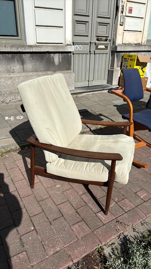 Deense mid century - teak - lounge chair, Ophalen, Gebruikt, Eenpersoons