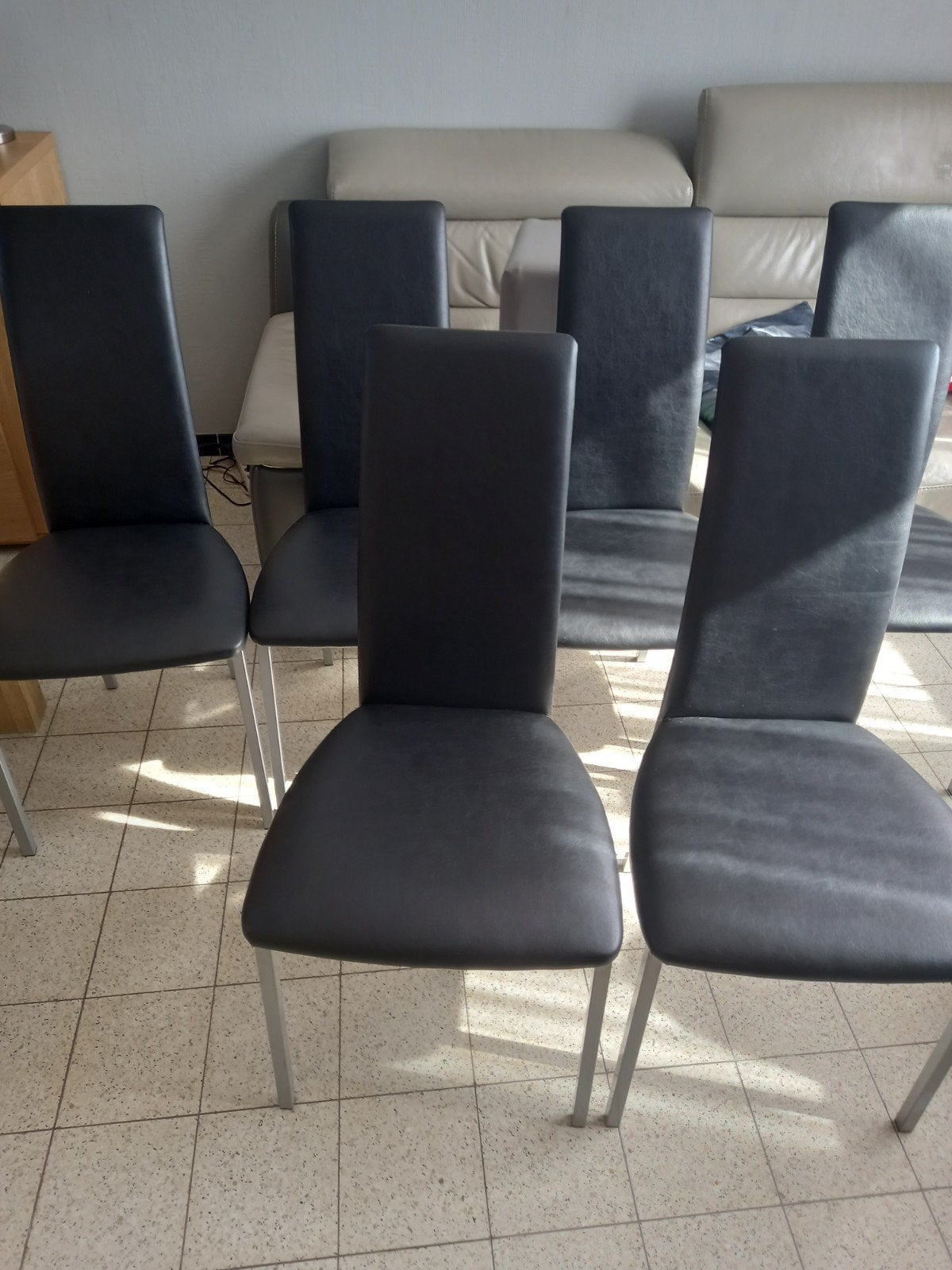 lot de  6 chaises  simili cuir noir, Huis en Inrichting, Stoelen, Ophalen of Verzenden, Zwart, Leer