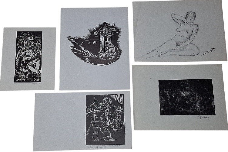 5 grafiekkunst Willy Lecomte., Antiek en Kunst, Ophalen of Verzenden, Ets, Gesigneerd