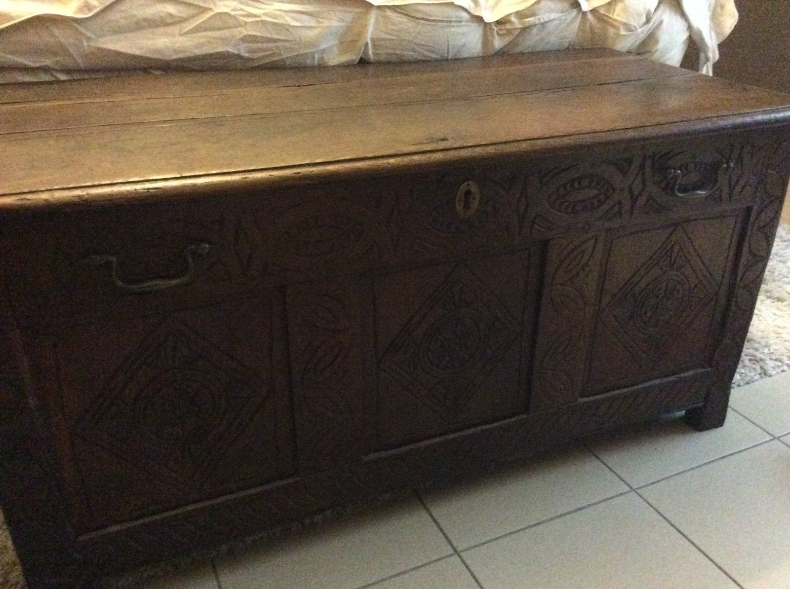 Oude houten koffer, Ophalen, Gebruikt, 100 tot 125 cm, 75 – 100