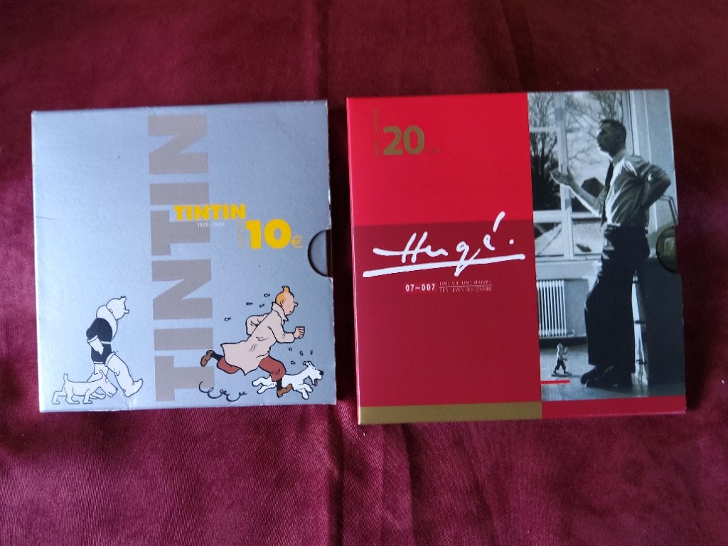 Kuifje € 10 zilver 2004 + Hergé € 20 zilver 2007 in blister, Zilver, Ophalen of Verzenden, Losse munt, Zilver