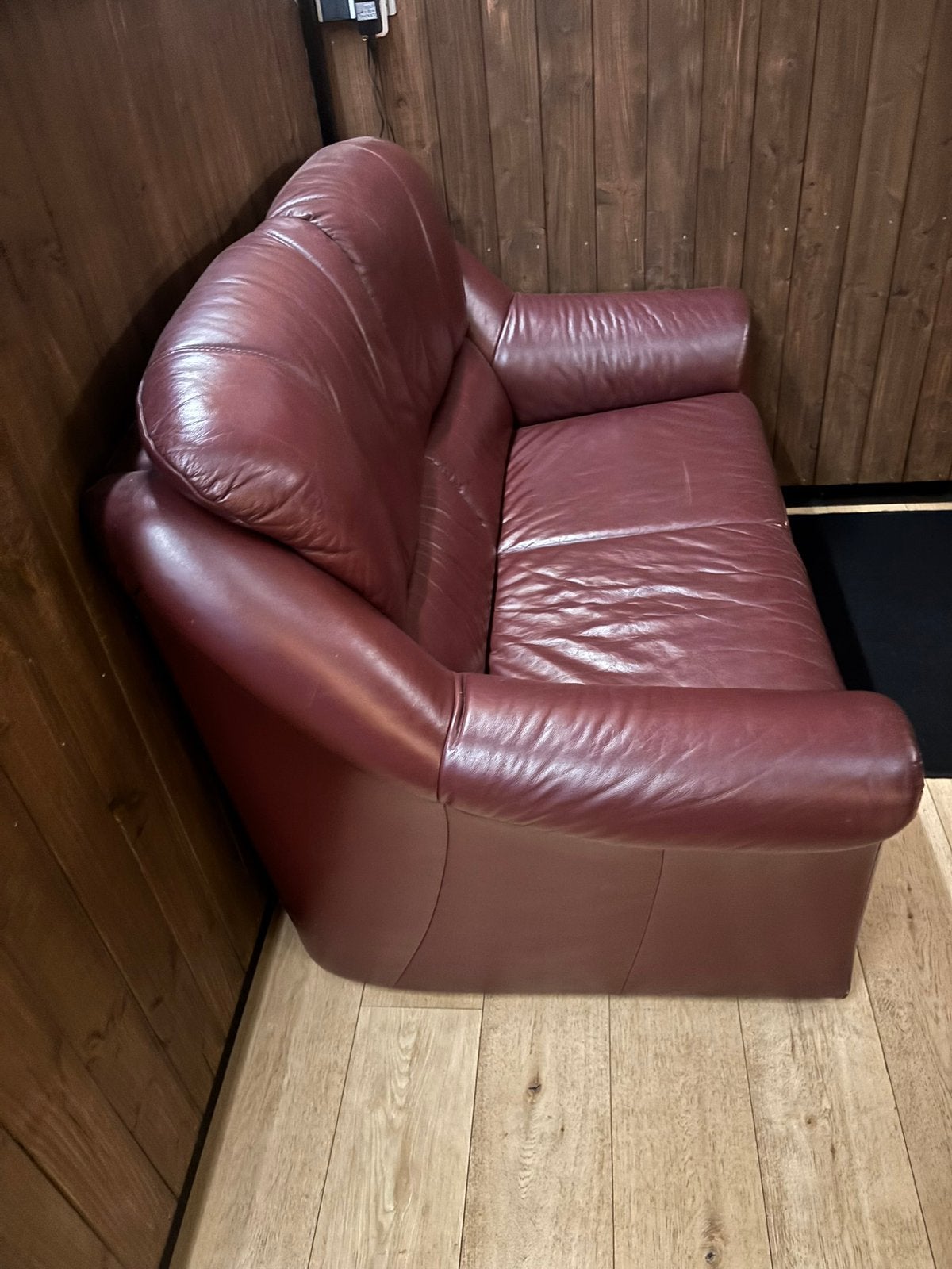 Rood bankstel leer 2 zits, 75 à 100 cm, Enlèvement, Utilisé, 150 à 200 cm
