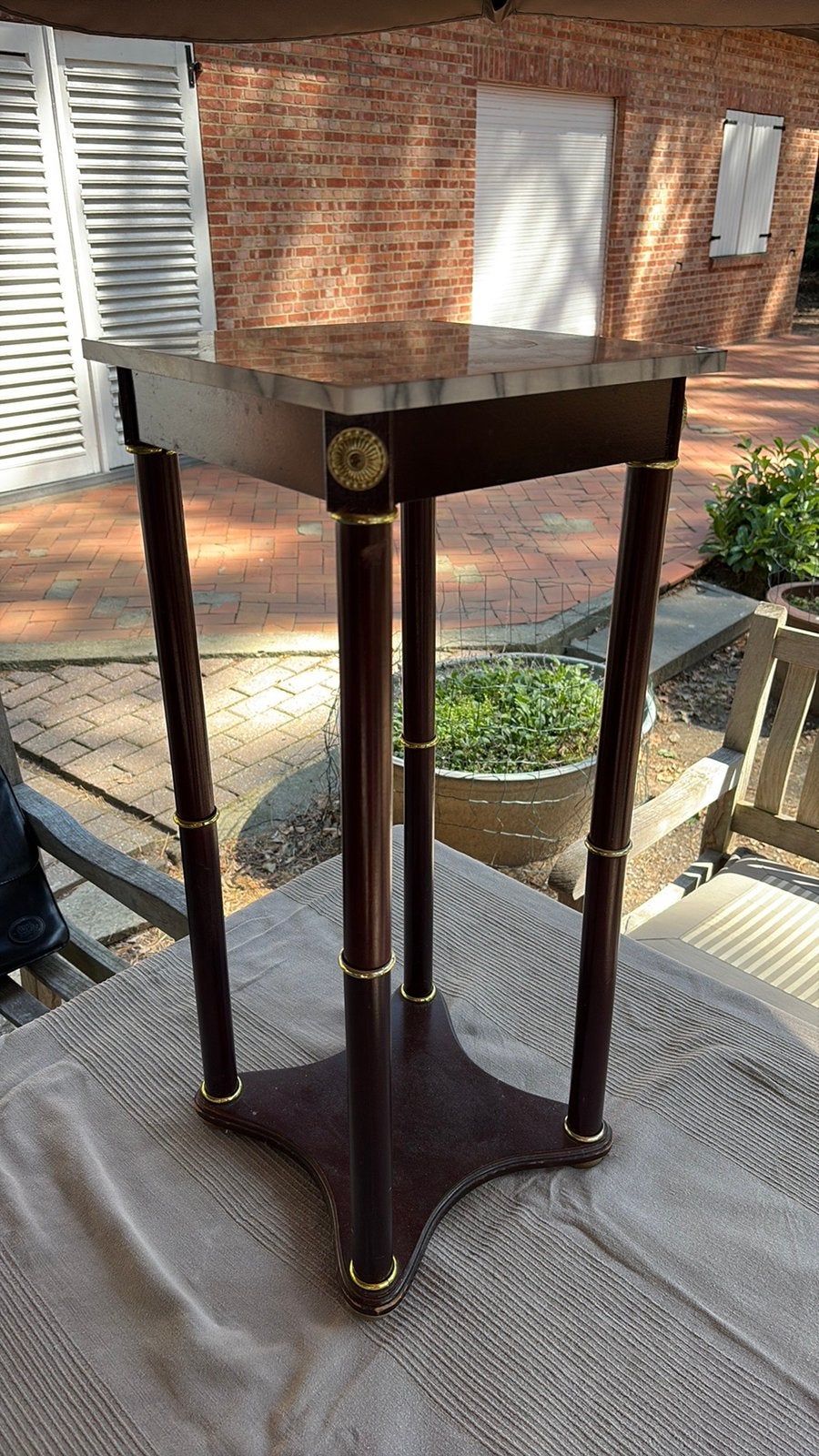 Vintage plantentafel / zuil met echt marmeren blad, Antiek en Kunst, Ophalen