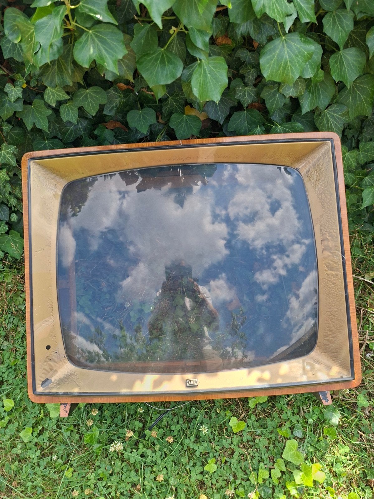 Ancien téléviseur noir et blanc évidé, Enlèvement