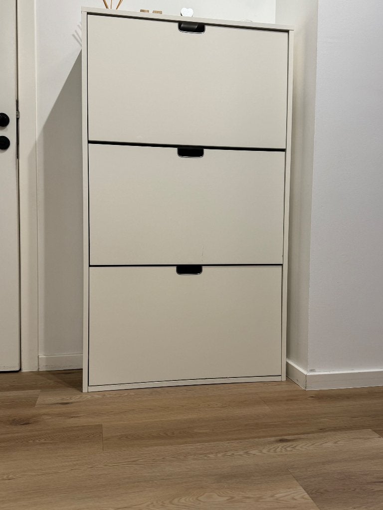 Witte schoenenkast met 3 vakken, Ophalen