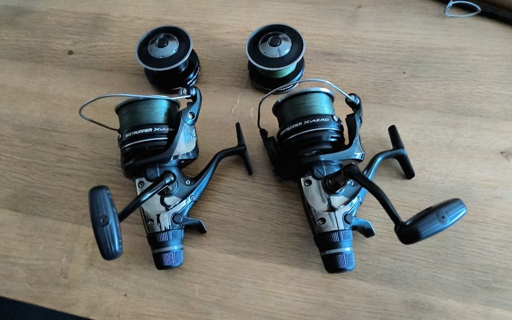 Shimano X Aero 10000 RA baitrunners., Enlèvement, Comme neuf, Moulinet