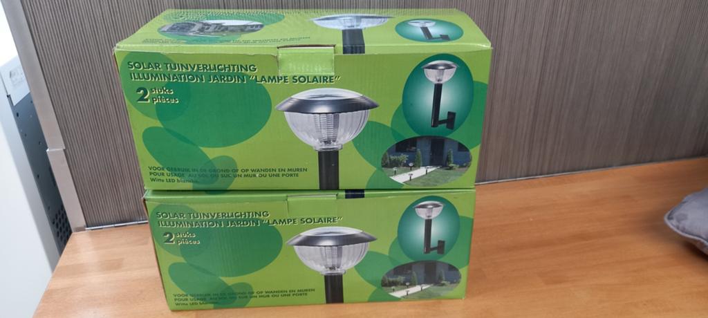 4 nieuwe tuinlampen op zonne-energie, Zonne-energie, Kunststof, Overige typen, Nieuw