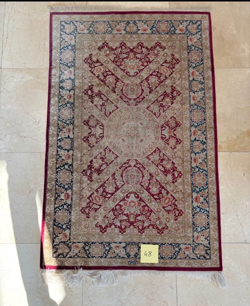 Handgeknoopt Perzisch Ghoum Qom tapijt Iran 121x80, Ophalen