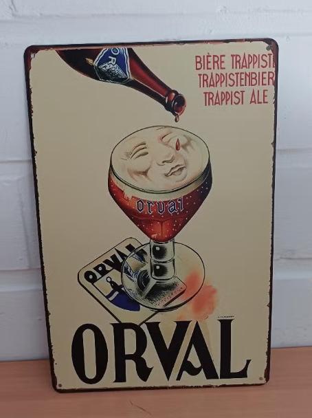 Orval metalen bierbord, Verzamelen, Biermerken, Verzenden