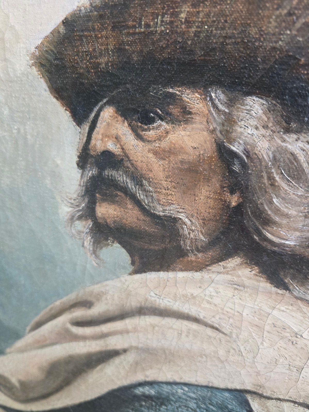 antiek schilderij (krijgsheer) olieverf op doek, Portrait ou Personnes, Enlèvement, Toile, Impressionniste