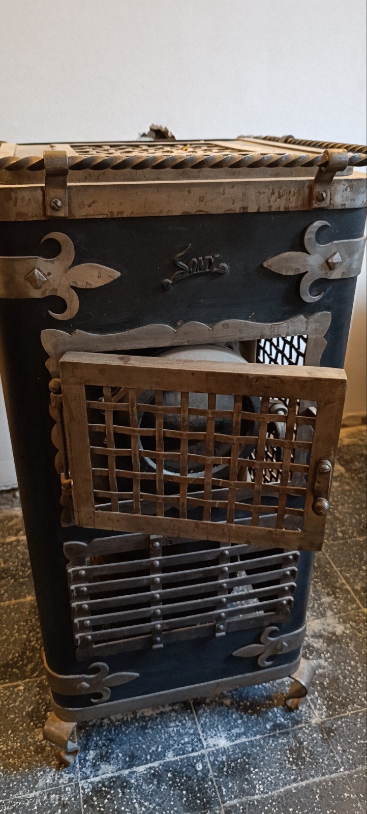 poêle à mazout somy habillage noir style vintage, Moins de 60 cm, Enlèvement, Utilisé, Poêle