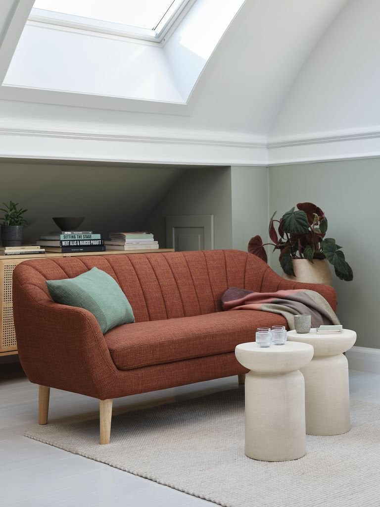 2.5-zitsbank EGEDAL terracotta stof, Huis en Inrichting, Ophalen, Zo goed als nieuw, Stof