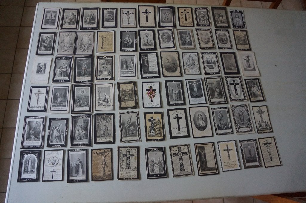 65 zeer oude doodsprentjes (overlijdensjaren 1870)!, Verzamelen, Ophalen of Verzenden, Bidprentje