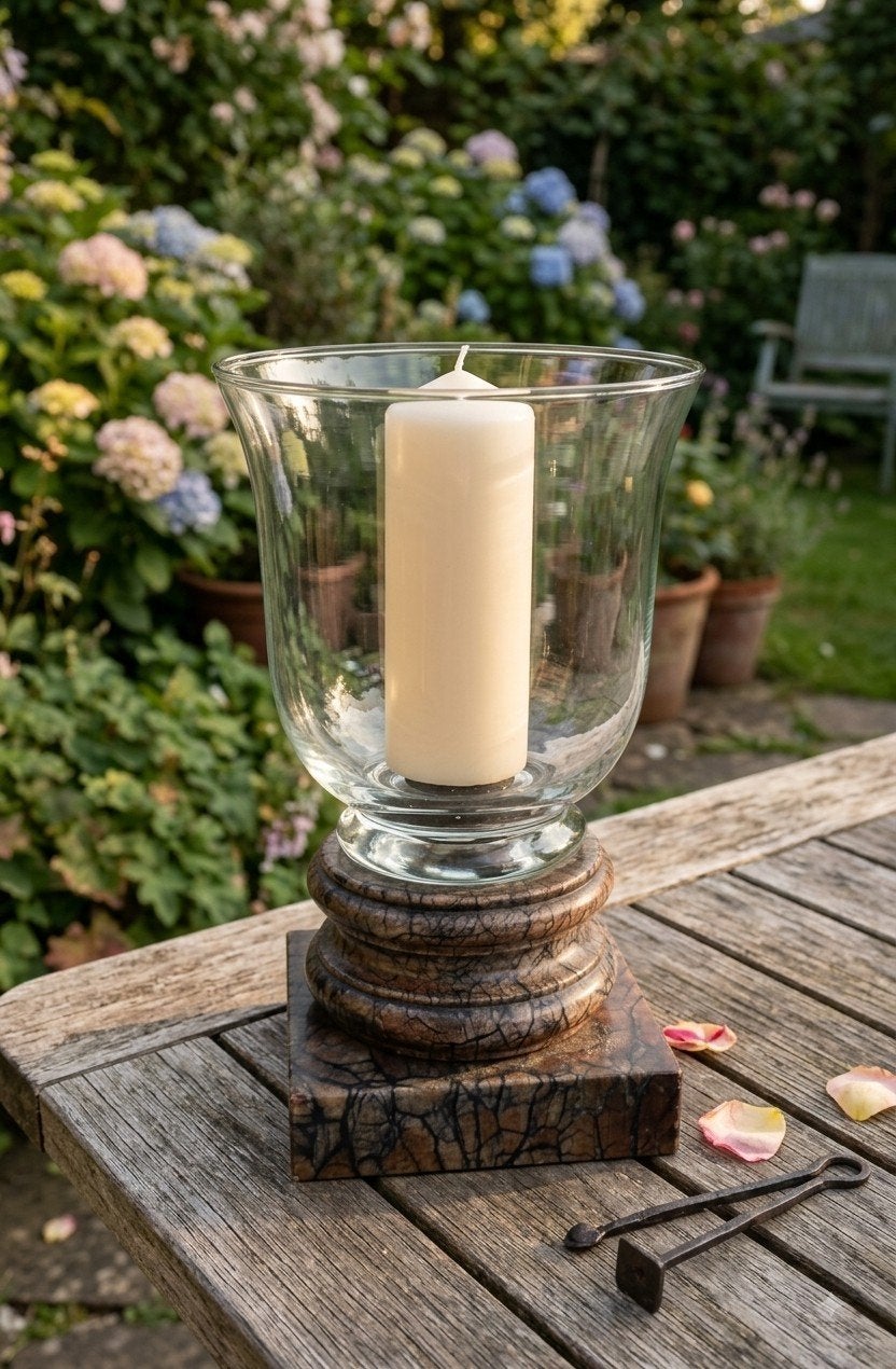 Groot zwaar windlicht. Hoogte 34cm., Ophalen