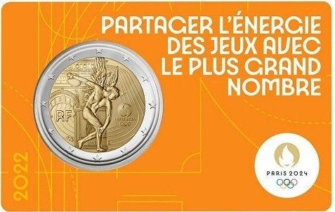 coincard 2 euro Frankrijk 2022 Olympische Spelen ORANJE, Verzenden, Frankrijk, 2 euro