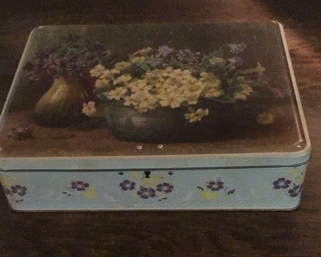 Blikken doos met stilleven van bloemen, Ophalen, Gebruikt