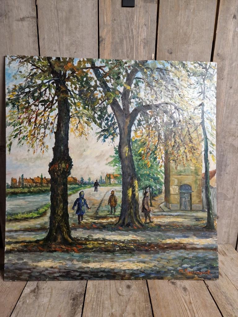 Olie op paneel Gesigneerd, Antiquités & Art, Curiosités & Brocante, Enlèvement