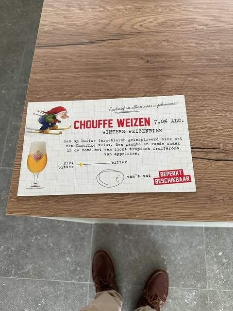 Chouffe weizen reclame bord karton chouffe de froment, Ophalen of Verzenden, Nieuw, Reclamebord, Plaat of Schild, Overige merken