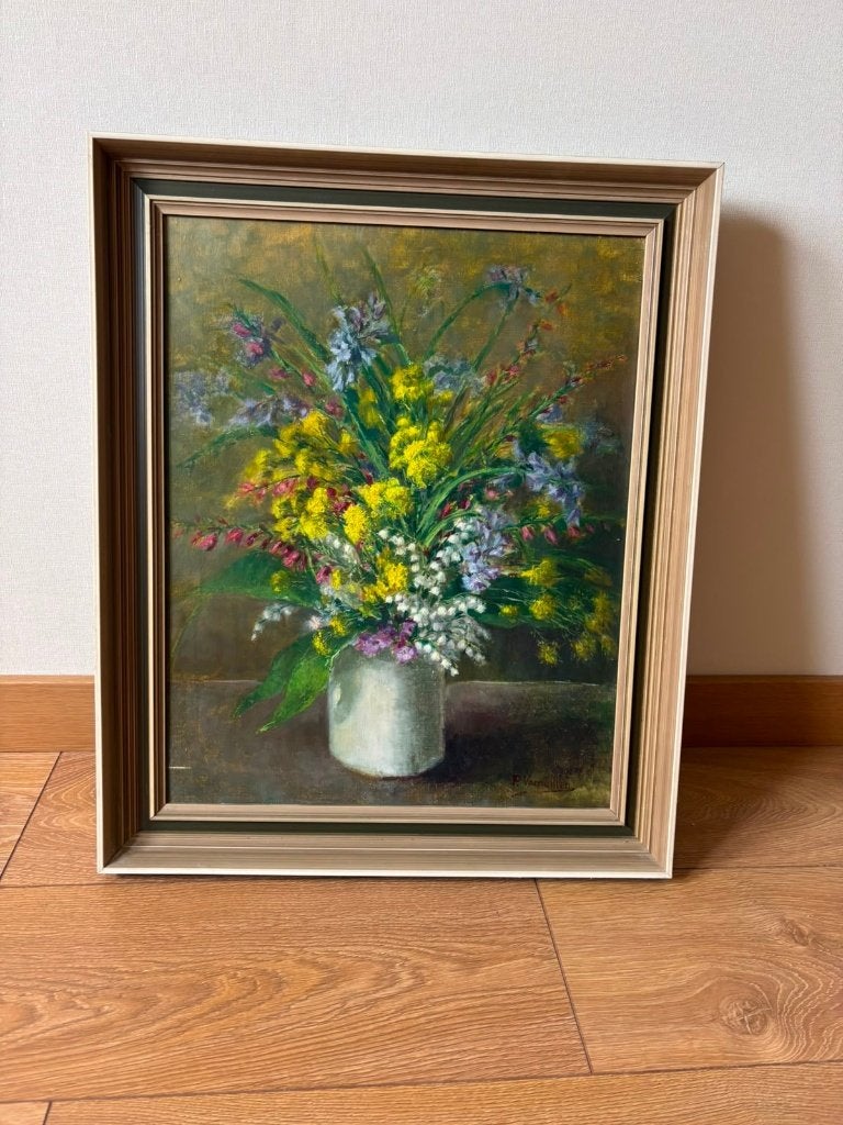 Olieverfschilderij bloemstilleven - Gesigneerd P. Vernaillen, Antiquités & Art, Art | Peinture | Classique, Peinture à l'huile