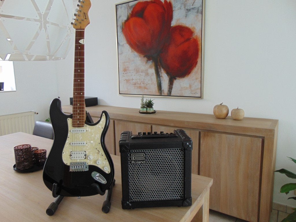Gitaar Stratocastor Royson + versterker Roland Cube 15 XL ., Ophalen, Nieuw, Elektrisch, 6-snarig