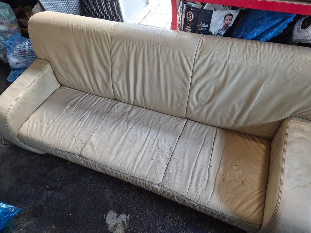 3 zit, 2 zit en 1 zit salon (italiaans design), Maison & Meubles, Canapés | Salons, 200 à 250 cm, Banc droit, Utilisé, Cuir
