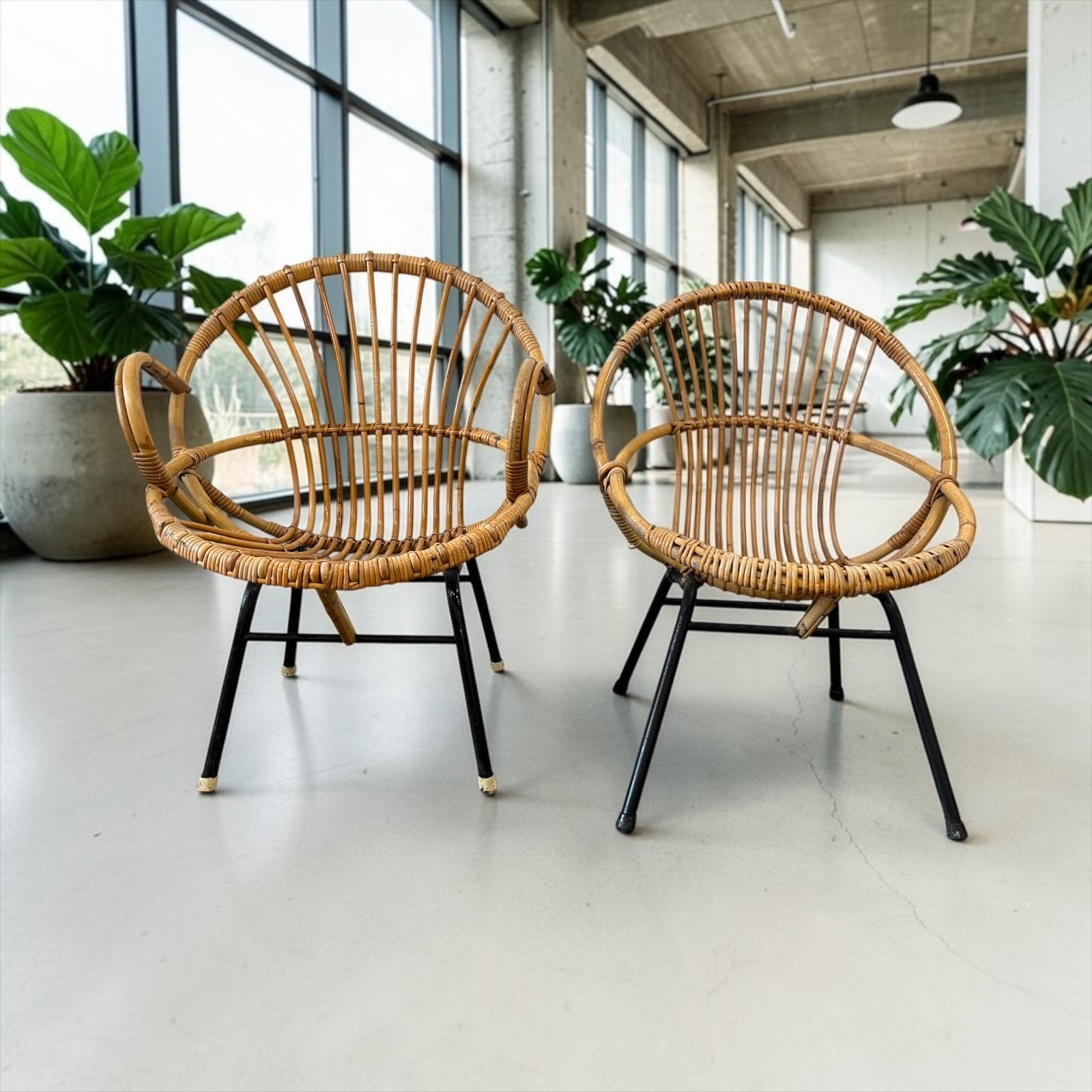 vintage mini rotan fauteuil / loungestoel Rohé Noordwolde, Antiek en Kunst, Ophalen