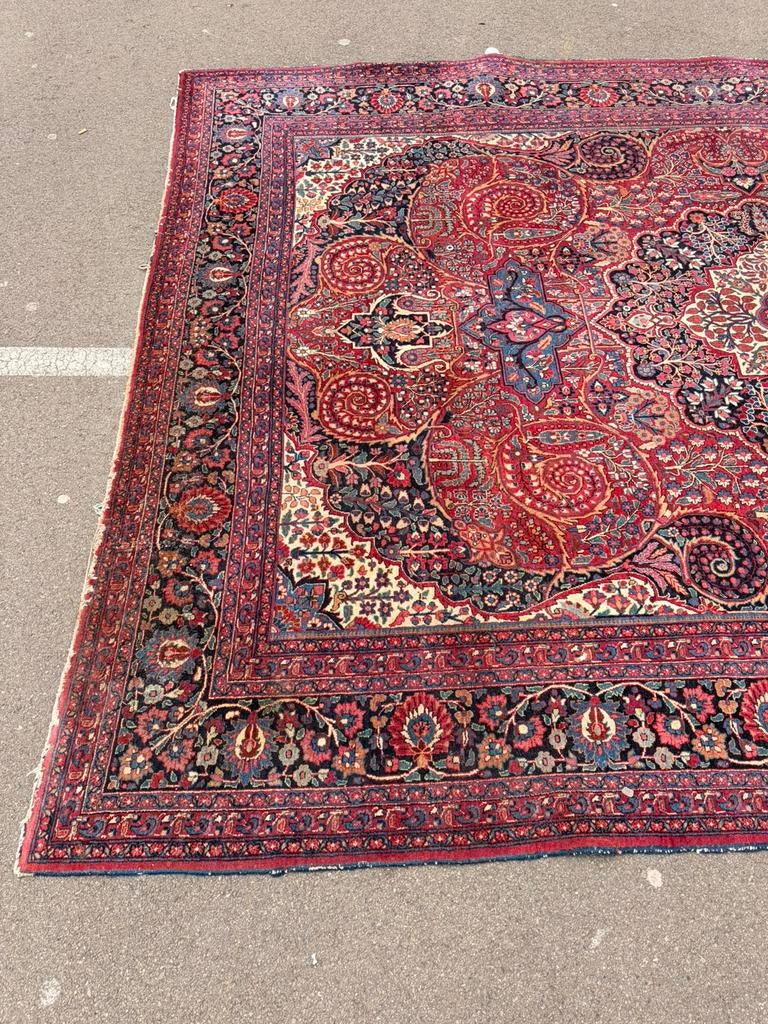 Grand tapis oriental style persan – fait main – vintage, Rouge, 200 cm ou plus, 200 cm ou plus, Comme neuf