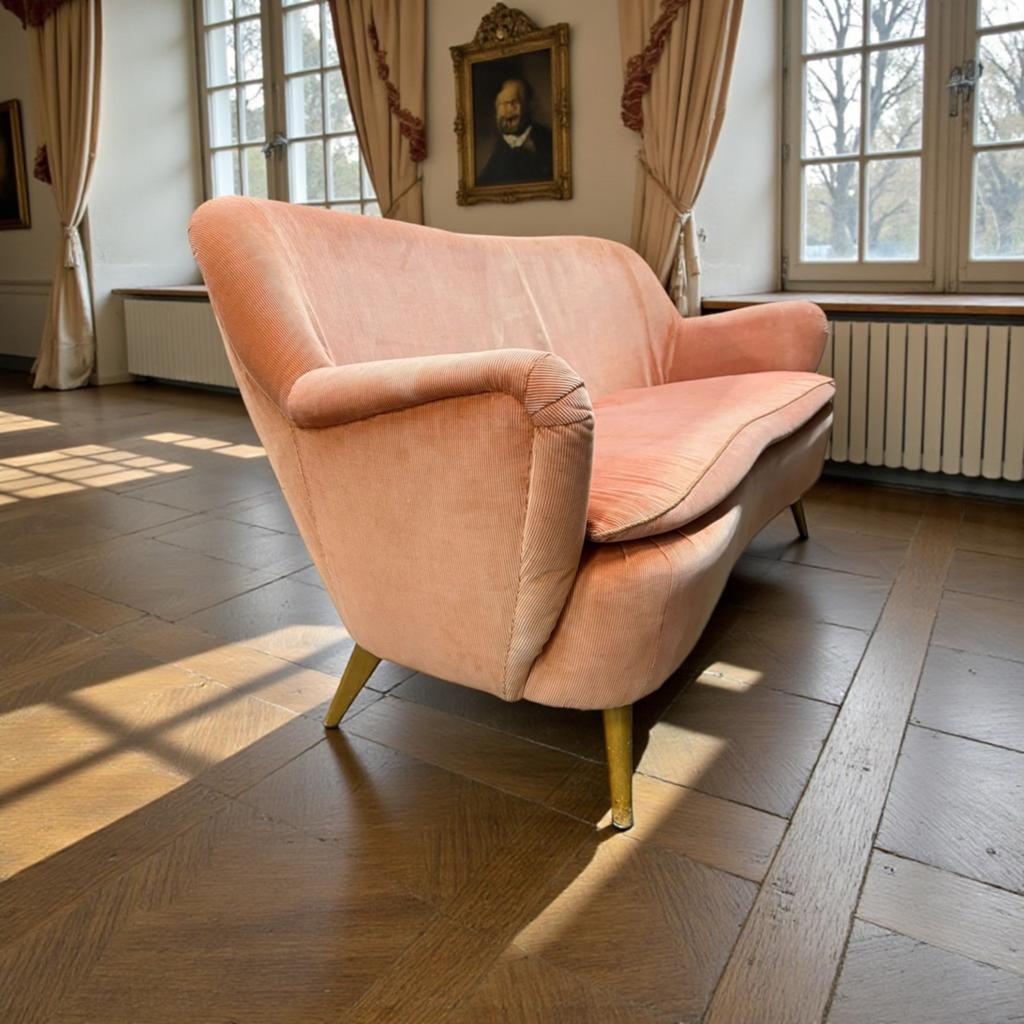 Canapé vintage en velours côtelé rose doux, Maison & Meubles, Canapés | Salons, Utilisé, Tissus, Envoi
