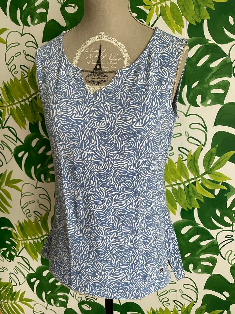blauw topje Terre Bleue - 38, Kleding | Dames, Topjes, Zo goed als nieuw, Maat 38/40 (M), Blauw, Zonder mouw, Verzenden