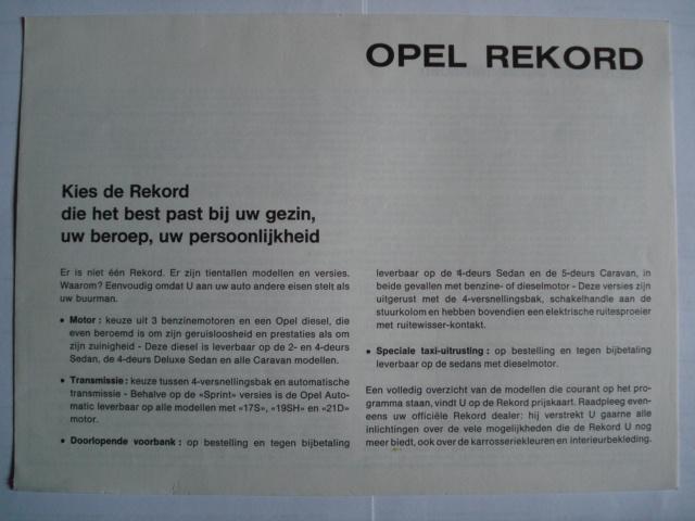 Opel Rekord 1974 specificaties Brochure Catalogue Prospekt, Envoi, Utilisé, Opel