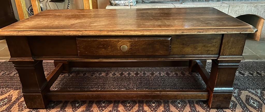 Salon tafel met lade in massieve eik, Huis en Inrichting, Ophalen, Zo goed als nieuw
