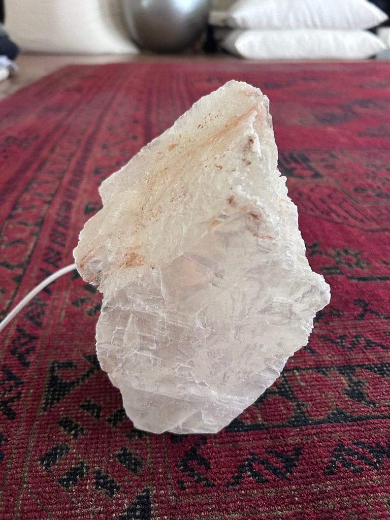 Dimbaar lampje zuiver seleniet / mariaglas, Dimbaar, 20 cm, Natuurlijk materiaal, Zo goed als nieuw