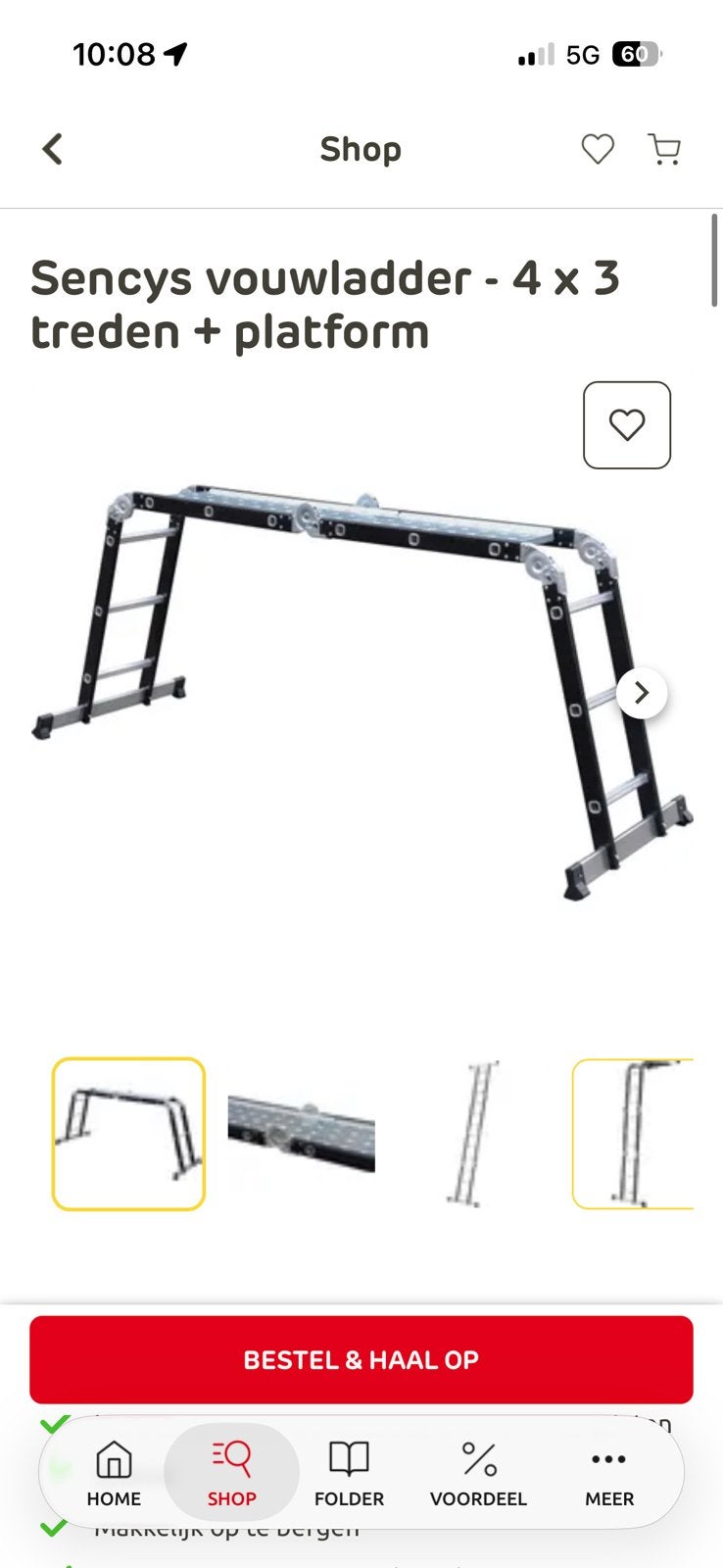 Sencys vouwladder - 4 x 3 treden + platform, Bricolage & Construction, Échelles & Escaliers, Enlèvement, Comme neuf